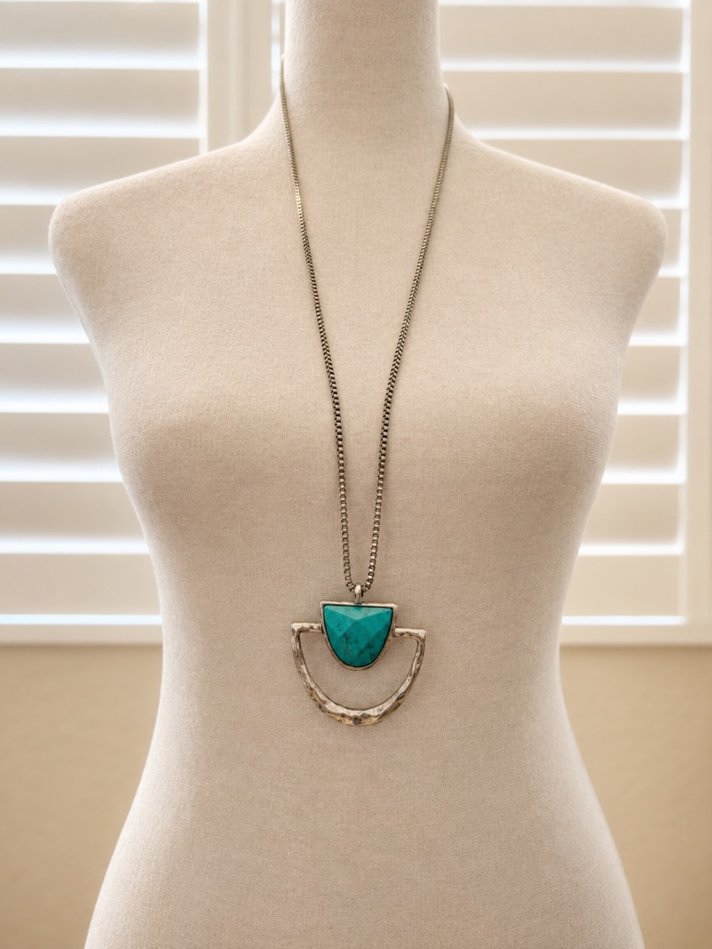 Lucky Brand Turquoise Geometric Pendant Necklace
